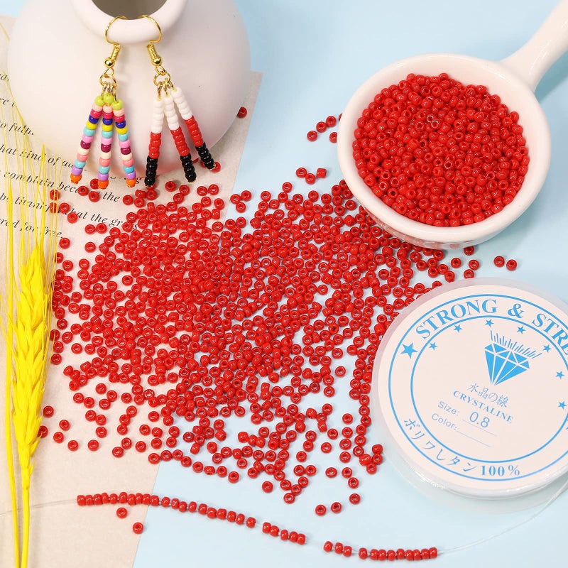 BALABEAD Opaque Red Color Loose Seed Beads About 4000pcs in Box 8/0 Glass Craft Seed Beads for Jewelry Making, Hole 0.7mm (Red) - Image 3